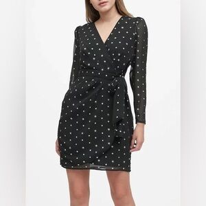 Banana Republic Metallic Star Puff-Sleeve Wrap Dress, size 4